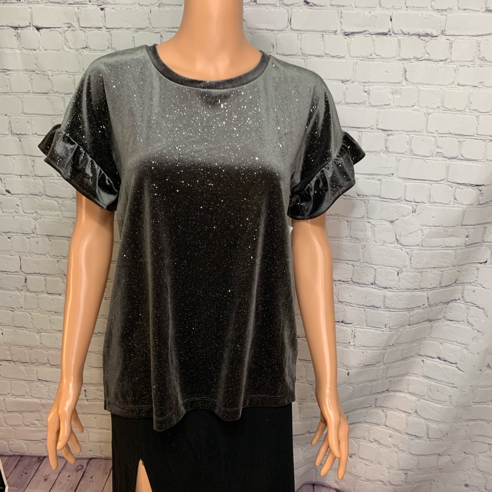 Old navy NWT Dark Grey Shimmer velvet NYE Top size small
